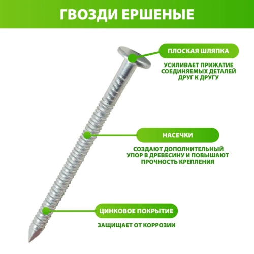 картинка Гвозди ершеные 3.2*70мм оцинкованные от магазина Пиломатериал Воткинск