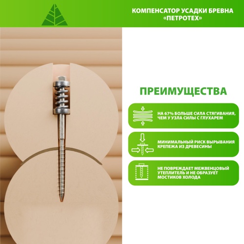 картинка Компенсатор усадки бревна 10*200мм оцинкованая сталь ГОСТ 380-94 горячекатаная от магазина Пиломатериал Воткинск