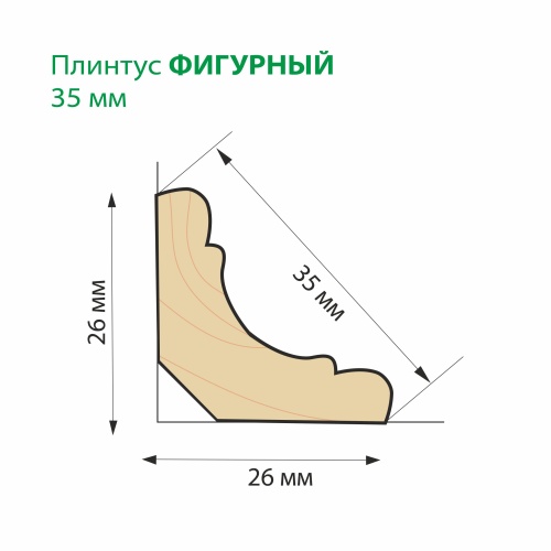 картинка Плинтус липа фигурный 35*2200мм сорт А цельный от магазина Пиломатериал Воткинск