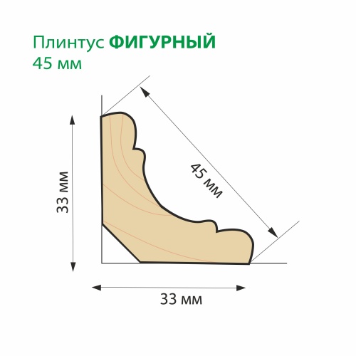 картинка Плинтус липа фигурный 45*2000мм сорт А цельный от магазина Пиломатериал Воткинск
