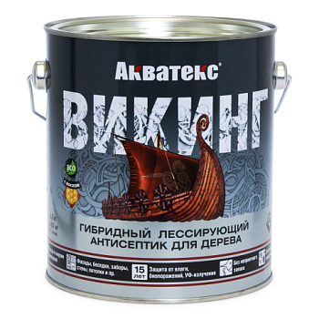 картинка Гибридный лессирующий антисептик для дерева Акватекс Викинг белый 2.5л от магазина Пиломатериал Воткинск