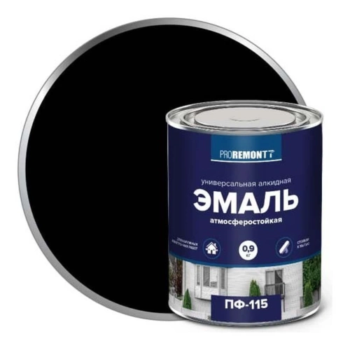 картинка Эмаль ПФ-115 черный 0.9кг Proremontt от магазина Пиломатериал Воткинск