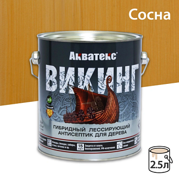 картинка Гибридный лессирующий антисептик для дерева Акватекс Викинг сосна 2.5л от магазина Пиломатериал Воткинск