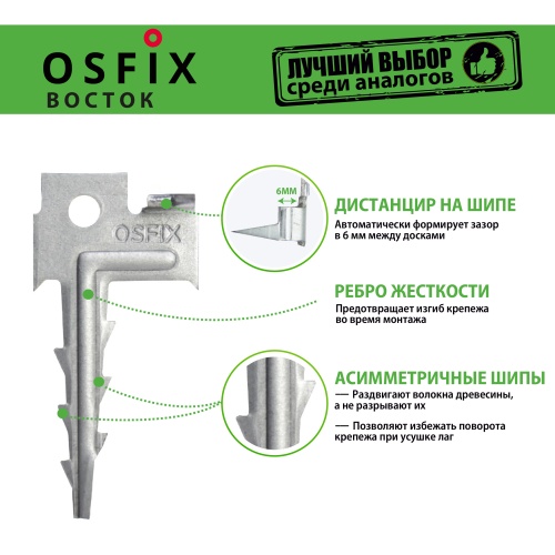 картинка OSFIX Восток скрытый крепеж для террасной доски, цинк от магазина Пиломатериал Воткинск