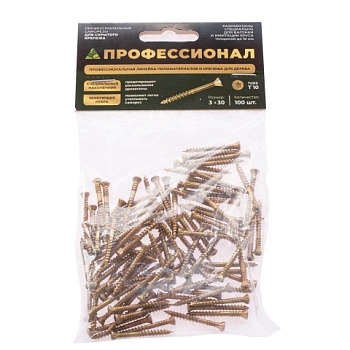 картинка Cаморезы для скрытого крепежа 3*30мм ПРОФЕССИОНАЛ Torx10 (100шт/уп) от магазина Пиломатериал Воткинск