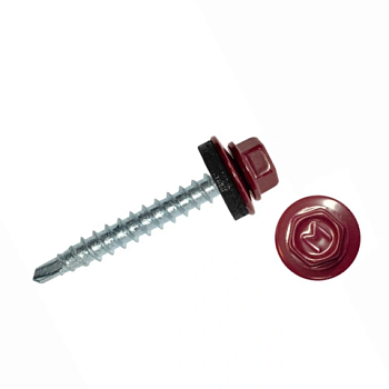 картинка Саморезы кровельные 4,8*35мм RAL 3005 (красное вино) металл/дерево от магазина Пиломатериал Воткинск