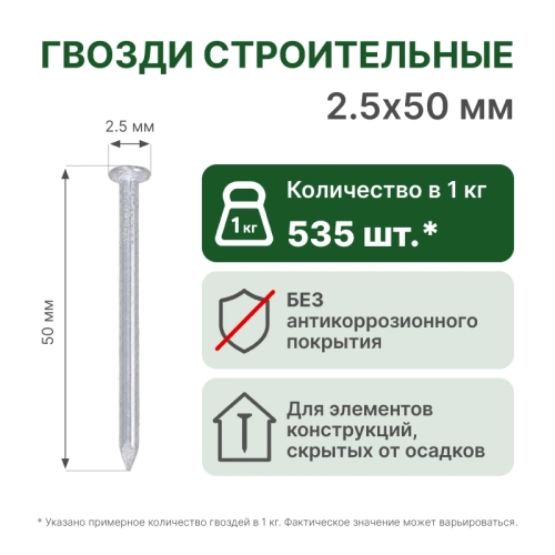 картинка Гвозди 2.5*50мм от магазина Пиломатериал Воткинск