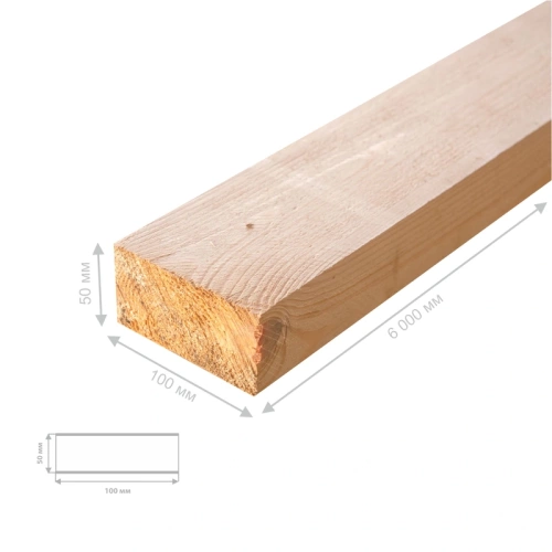 картинка Доска обрезная 50*100*6000мм 1-3 сорт (ГОСТ 8486-86) естественной влажности хвойные породы от магазина Пиломатериал Воткинск